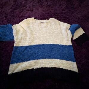 Vince Camuto Striped Sweater - Cream, Blue, Black